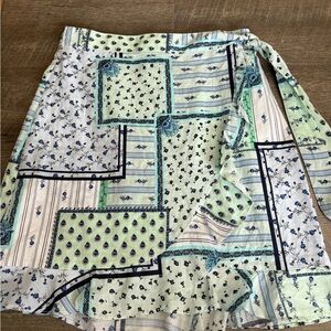 LOFT Mint and Navy Floral Skirt